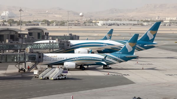 Oman Air Aircrafts seen parked at Muscat International Airport