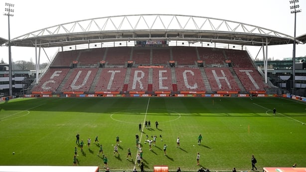 A general view during a Republic of Ireland women's training session at Stadion Galgenwaard in Utrecht, Netherlands. 