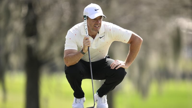 ORLANDO, FLORIDA - MARCH 06: Rory McIlroy of Northern Ireland lines up a putt on the fourth green during the second round of the Arnold Palmer Invitational presented by Mastercard 2026 at Arnold Palmer Bay Hill Golf Course on March 06, 2026 in Orlando, Fl