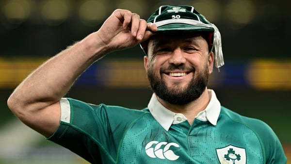 6 March 2026; Jamison Gibson-Park of Ireland, with his 50th cap, after the Guinness 6 Nations Rugby Championship match between Ireland and Wales at the Aviva Stadium in Dublin. Photo by Brendan Moran/Sportsfile