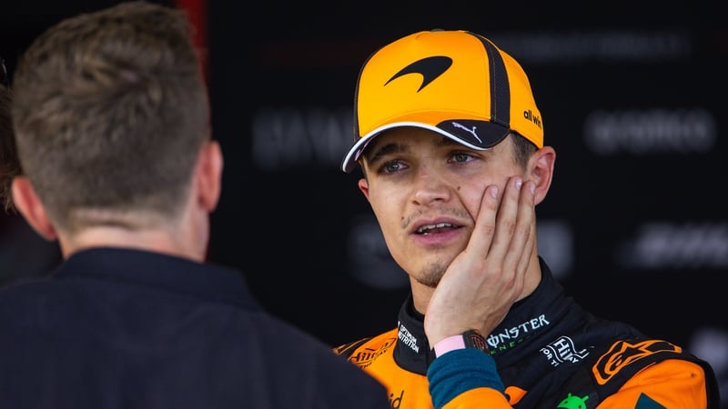 MELBOURNE, AUSTRALIA - MARCH 8: Lando Norris of Great Britain and McLaren Mastercard F1 Team answers questions in the TV media pen during the F1 Grand Prix of Australia at Albert Park Grand Prix Circuit on March 8, 2026 in Melbourne, Australia. (Photo by