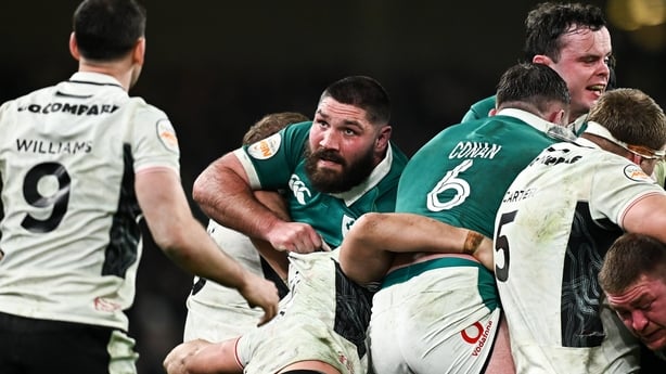 6 March 2026; Tom O'Toole of Ireland during the Guinness 6 Nations Rugby Championship match between Ireland and Wales at the Aviva Stadium in Dublin. Photo by Seb Daly/Sportsfile