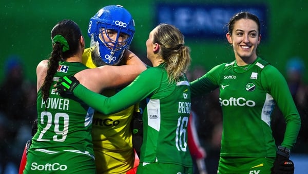 Ireland goalkeeper Elizabeth Murphy, centre, made the decisive save in the penalty shootout victory over Japan. File picture