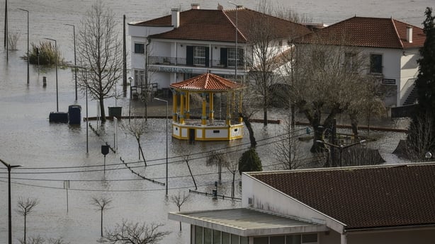 A partial view of the flooded village of Montemor-o-Velho in central Portugal.
