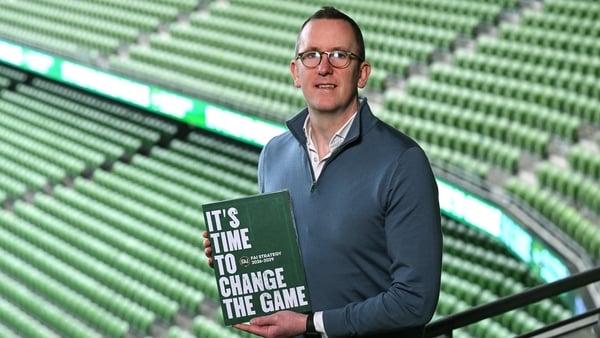 10 March 2026; FAI chief executive officer David Courell during the FAI 2026-2029 Strategy Launch at the Aviva Stadium in Dublin. The Football Association of Ireland (FAI) has released its 2026-2029 Strategy under the headline of ‘It’s Time To Change The