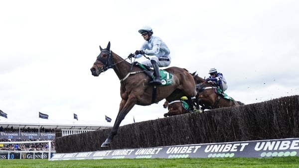 CHELTENHAM, ENGLAND - MARCH 10: Danny Mullins riding Kargese on their way to winning The Singer Arkle Challenge Trophy Novices' Chase on Champion Day at Cheltenham Racecourse on March 10, 2026 in Cheltenham, England. (Photo by Alan Crowhurst/Getty Images)