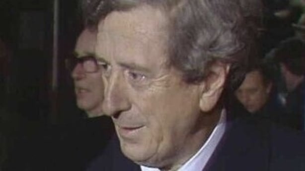Garret FitzGerald after Ireland won the Triple Crown in 1982