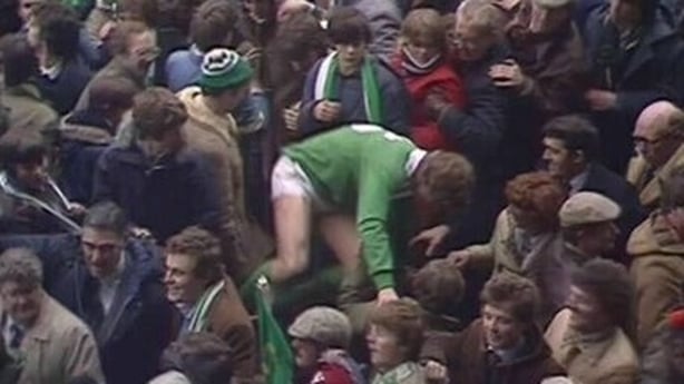 Hugo MacNeill among supporters after Triple Crown win 1982