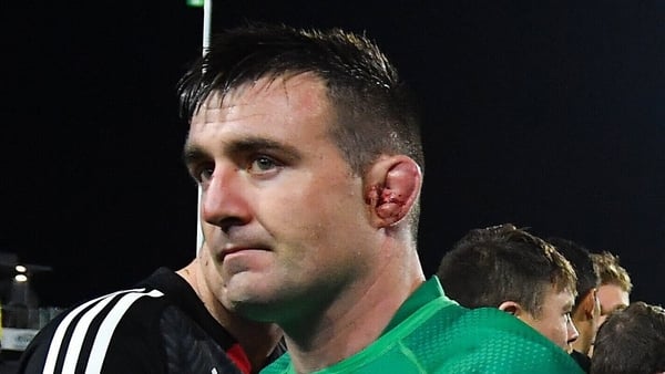 29 June 2022; Ireland players, from left, Niall Scannell, Finlay Bealham and Jack Conan leave the pitch after the match between the Maori All Blacks and Ireland at the FMG Stadium in Hamilton, New Zealand. Photo by Brendan Moran/Sportsfile