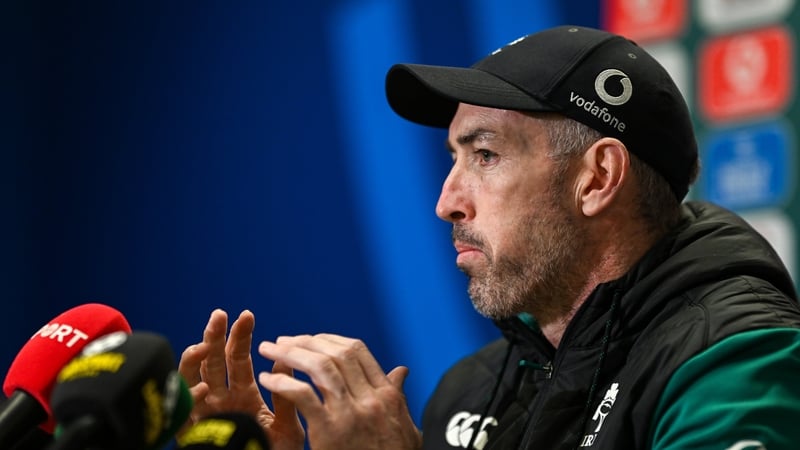 10 March 2026; Assistant coach Andrew Goodman during an Ireland Rugby media conference at the IRFU High Performance Centre in Dublin. Photo by Brendan Moran/Sportsfile