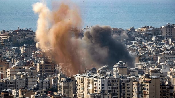 Smoke billows from the site of an Israeli air strike in the southern suburbs of the Lebanese capital