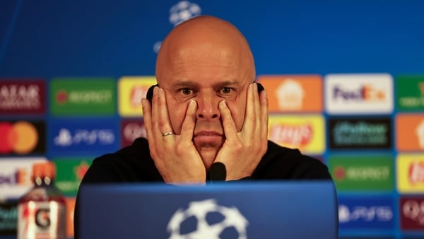 ISTANBUL, TURKEY - MARCH 10: Arne Slot, Manager of Liverpool, reacts as he speaks to the media in a post match press conference following the UEFA Champions League 2025/26 Round of 16 First Leg match between Galatasaray SK and Liverpool FC at Ali Sami Yen