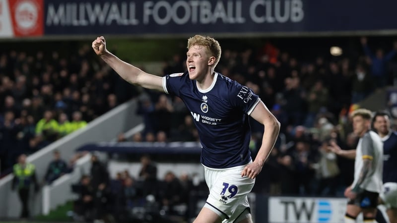 LONDON, ENGLAND - MARCH 10: Josh Coburn Of Millwall celebrates the 1st goal for Millwall during the Sky Bet Championship match between Millwall and Derby County at The Den on March 10, 2026 in London, England. (Photo by Richard Pelham/Getty Images)