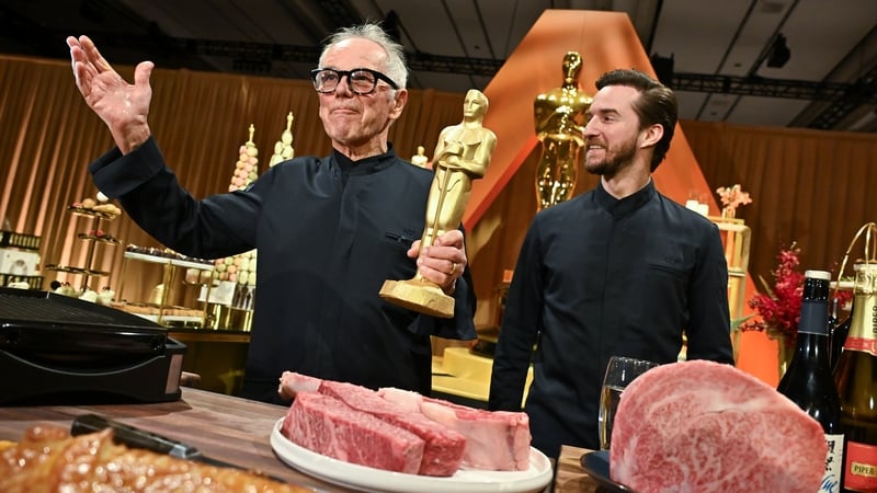 Wolfgang Puck and Byron Puck at the 98th Oscars Governors Ball preview held at The Ray Dolby Ballroom on 10 March, 2026 in Los Angeles, California. (Photo by Michael Buckner/Variety via Getty Images)