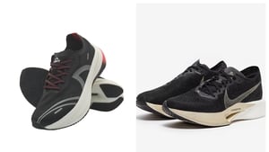 Lidl Crivit carbon played running shoe (L) and Nike Vaporfly 3 (R)