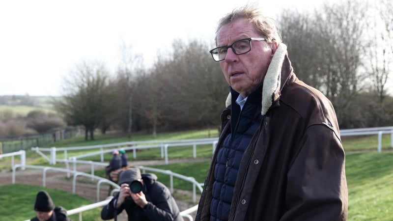 Race horse owner Harry Redknapp watches Cheltenham Festival hopeful The Jukebox Man warm up at the Ben Pauling Stables on the Naunton Downs Estate, near Cheltenham, western England, on February 23, 2026. (Photo by Darren Staples / AFP)