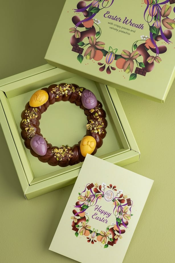 A wreath-shaped chocolate
