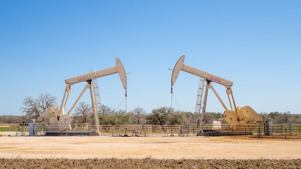 GILLETT, TEXAS - MARCH 11: Pump jacks operate in a field on March 11, 2026 in Gillett, Texas. The recent war involving Iran, the United States, and Israeli forces continues raising global concern over energy prices as attacks on energy infrastructure disrupt oil production and halt exports across th