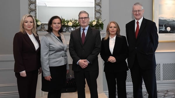 British Prime Minister Keir Starmer meeting Northern Ireland leaders in Belfast