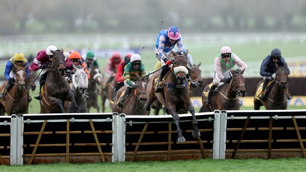 CHELTENHAM, ENGLAND - MARCH 12: Thomas Bellamy riding White Noise to victory in the Ryanair Mares' Novices' Hurdle on the third day of the Cheltenham Festival at Cheltenham Racecourse on March 12, 2026 in Cheltenham, England. (Photo by Michael Steele/Gett