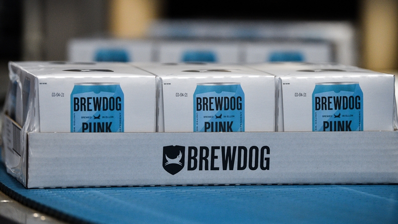 ELLON, SCOTLAND - APRIL 03: BrewDog beer cans are seen at their brewery on April 03, 2020 in Ellon, Scotland. Scotland based brewery BrewDog have adapted their production to develop and produce hand sanitizer to donate to various charities across the UK a