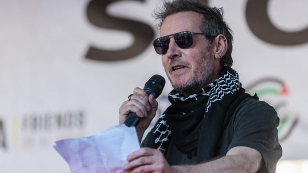 Musician Robert Del Naja of Massive Attack addresses hundreds of thousands of pro-Palestinian activists