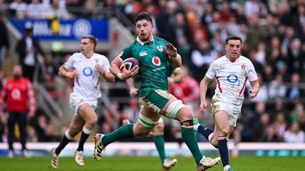 21 February 2026; Joe McCarthy of Ireland during the Guinness 6 Nations Rugby Championship match between England and Ireland at the Allianz Stadium in Twickenham, England. Photo by Ramsey Cardy/Sportsfile