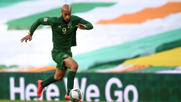 David McGoldrick of Republic of Ireland during the UEFA Nations League B match between Republic of Ireland and Finland at the Aviva Stadium in Dublin.