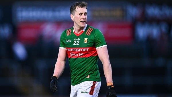 24 February 2024; Cillian O'Connor of Mayo during the Allianz Football League Division 1 match between Tyrone and Mayo at O'Neills Healy Park in Omagh, Tyrone. Photo by Ben McShane/Sportsfile