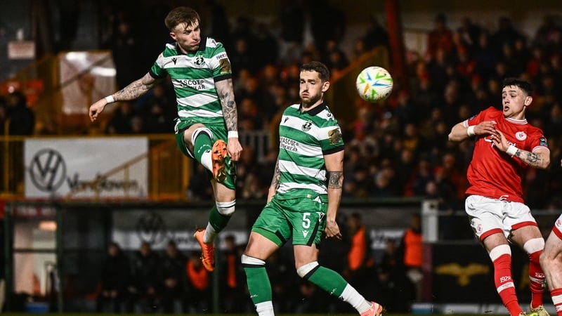 13 March 2026; Danny Grant of Shamrock Rovers scores his side's second goal during the SSE Airtricity Men's Premier Division match between Sligo Rovers and Shamrock Rovers at The Showgrounds in Sligo. Photo by Ben McShane/Sportsfile