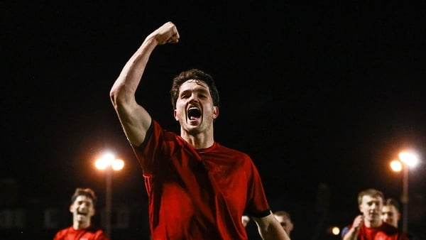 13 March 2026; Patrick Hickey of Bohemians celebrates after his side's victory in the SSE Airtricity Men's Premier Division match between Bohemians and Galway United at Dalymount Park in Dublin. Photo by Thomas Flinkow/Sportsfile