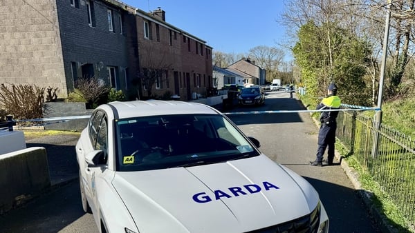A part of a street is cordoned off by gardai in Ballincollig, Cork