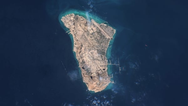 Satellite view of Kharg Island, located in the Persian Gulf off the coast of Iran