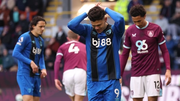  Evanilson of AFC Bournemouth reacts during the Premier League match between Burnley and Bournemouth at Turf Moor on March 14, 2026 in Burnley, England. 