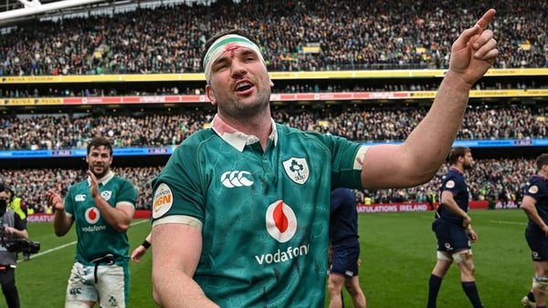 14 March 2026; Tadhg Beirne of Ireland after his side's victory in the Guinness 6 Nations Rugby Championship match between Ireland and Scotland at the Aviva Stadium in Dublin. Photo by Ramsey Cardy/Sportsfile