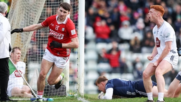 14 March 2026; Chris Óg Jones of Cork celebrates after scoring his side's first goal during the Allianz Football League Division 2 match between Cork and Kildare at Páirc Uí Rinn in Cork. Photo by Michael P Ryan/Sportsfile
