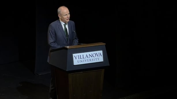Taoiseach Micheál Martin speaking at Villanova University