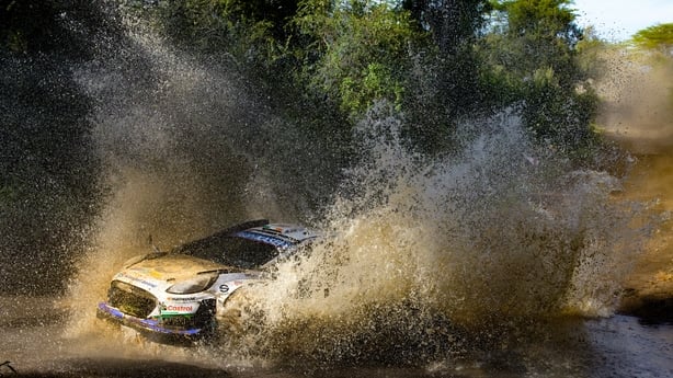 Driver Joshua McErlean and co-driver Eoin Treacy of the M-Sport Ford World Rally Team compete in their Ford Puma Rally1 during the second day of the FIA World Rally Championship WRC Safari Rally Kenya 2026 in Naivasha, Kenya, on March 14, 2026.