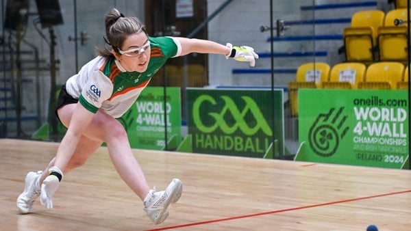 2 November 2024; Fiona Tully of Team Ireland in action in the Open Ladies semi final during day eight of the O'Neills.com World 4-Wall Championships at Croke Park in Dublin. Photo by Stephen Marken/Sportsfile
