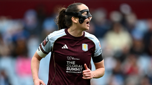 Anna Patten of Aston Villa reacts during the Barclays Women's Super League match between Aston Villa and Manchester City at Villa Park on March 15, 2026 in Birmingham