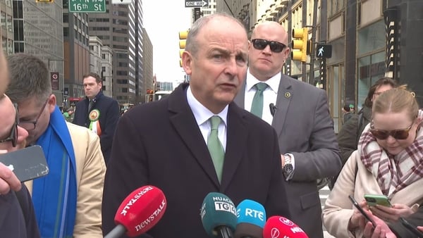 Taoiseach Micheál Martin speaking in Philadelphia