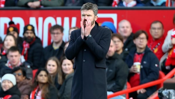 Michael Carrick, Manager of Manchester United on the side line during the Premier League match between Manchester United and Aston Villa at Old Trafford on March 15, 2026 in Manchester, England.