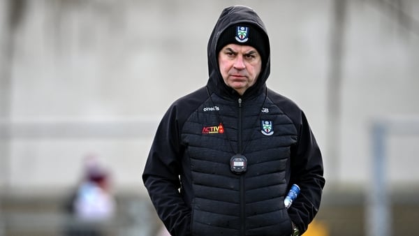 15 March 2026; Monaghan manager Gabriel Bannigan during the Allianz Football League Division 1 match between Monaghan and Galway at Grattan Park in Inniskeen, Monaghan. Photo by Ramsey Cardy/Sportsfile