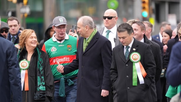 Taoiseach Micheál Martin during the St Patrick's Day Parade in Philadelphia