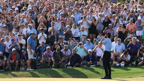Cameron Young of the United States reacts to victory on the 18th green during the final round of THE PLAYERS Championship 2026 at THE PLAYERS Stadium course at TPC Sawgrass on March 15, 2026 in Ponte Vedra Beach, Florida.