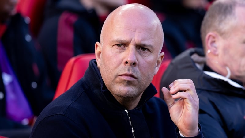 Arne Slot manager of Liverpool looks on during the Premier League match between Liverpool and Tottenham Hotspur at Anfield on March 15, 2026 in Liverpool, England.