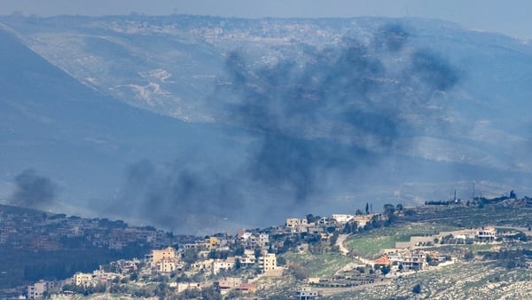 Smoke rises from the Lebanese village of Khiam after an Israeli strike as seen from the Upper Galilee in northern Israel on March 16, 2026. The Israeli military said on March 16 that it had begun what it described as "limited ground operations" against He