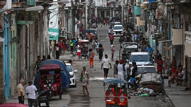 View of a street of Havana during a blackout 