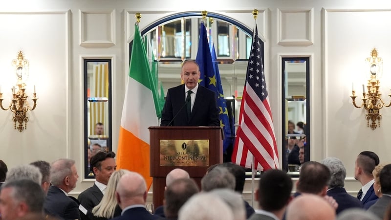 Taoiseach Micheal Martin speaks at the St. Patrick's Day Business Leaders Luncheon at the Willard Intercontinental Hotel in Washington DC