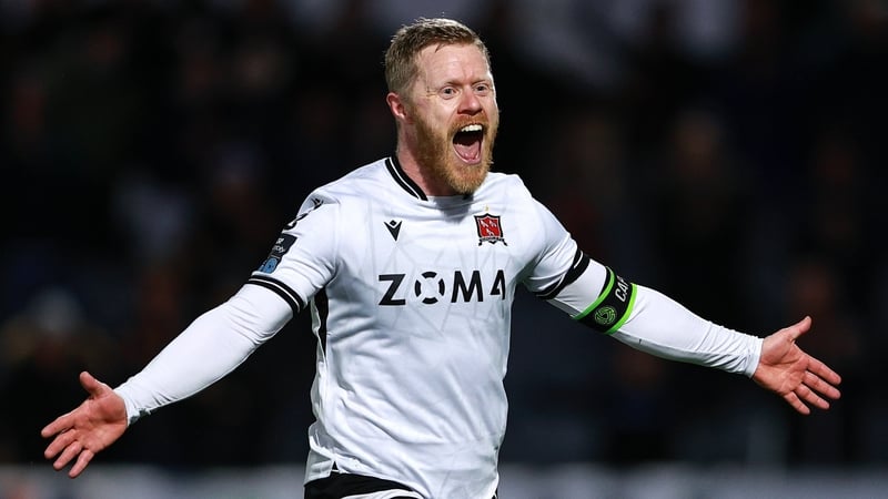 16 March 2026; Daryl Horgan of Dundalk celebrates after scoring his side's first goal, a penalty, during the SSE Airtricity Men's Premier Division match between Dundalk and Sligo Rovers at Oriel Park in Dundalk, Louth. Photo by Thomas Flinkow/Sportsfile